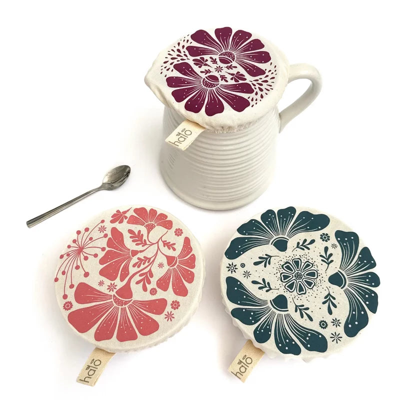 Organic Cotton Dish Covers - Small Set of 3 Retrobloom