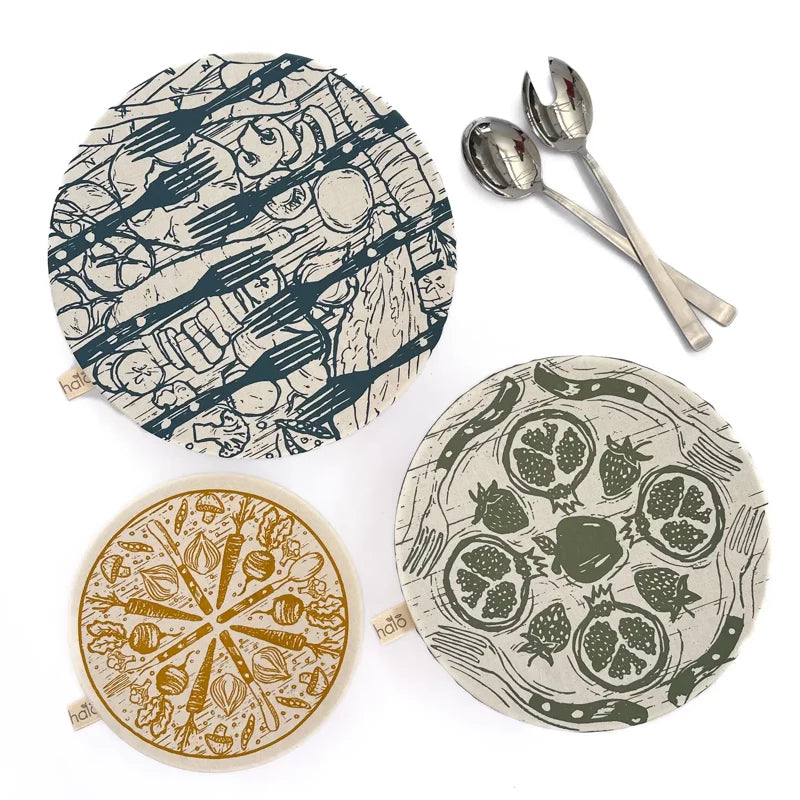 Organic Cotton Dish Covers - Large Set of 3 Farm to Table
