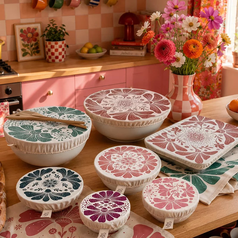 Organic Cotton Dish Covers - Large Set of 3 Retrobloom