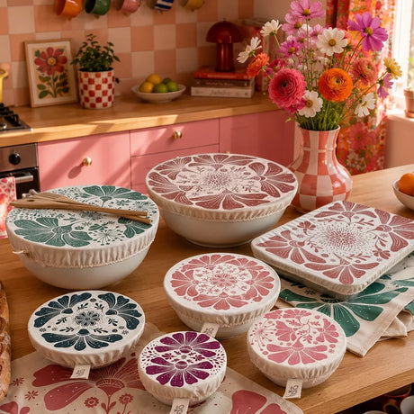 Organic Cotton Dish Covers - Large Set of 3 Retrobloom