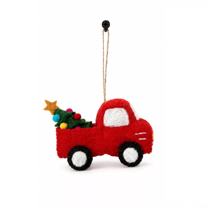 PIckup Truck with Christmas Tree Ornament