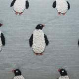 Penguin Embroidered Pillow Blue