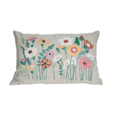 Perennials Embroidered Pillow 16" x 24"