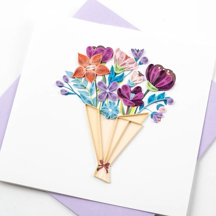 Playful Flower Bouquet Quilling Card 1