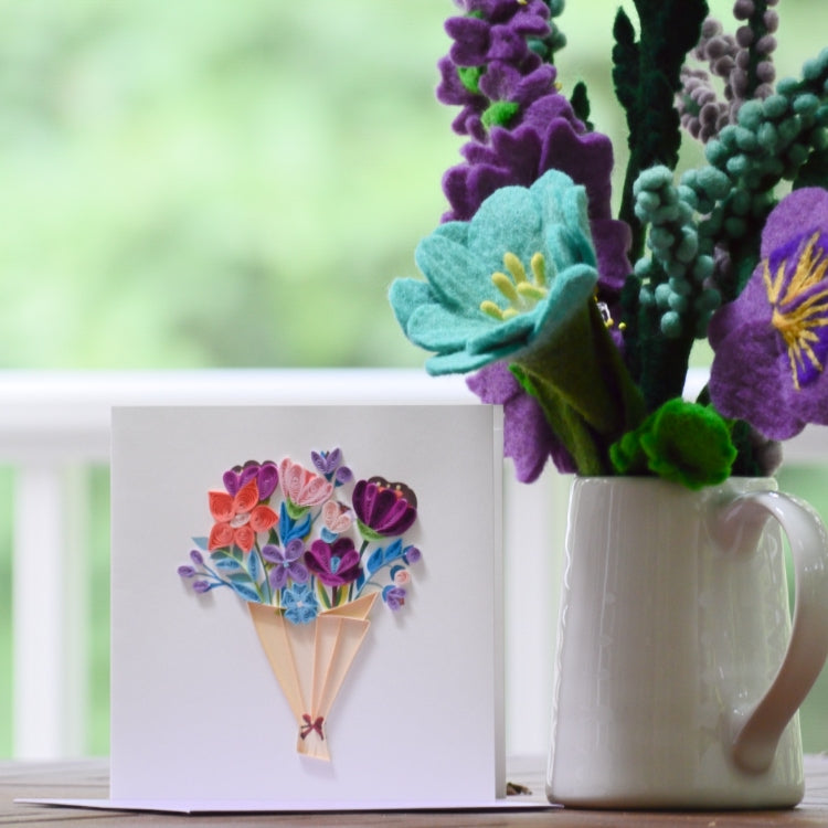 Playful Flower Bouquet Quilling Card Styled