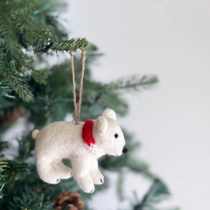 Polar Bear With Scarf Felt Ornament