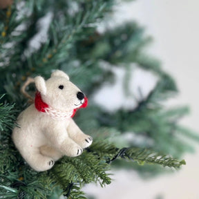 Polar Bear With Scarf Felt Ornament