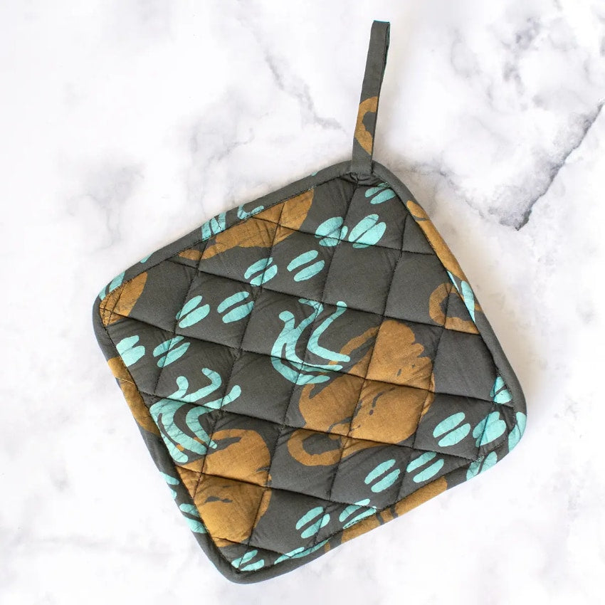 Pot Holder - Coffee Cups Brown
