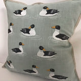 Puddle Ducks Embroidered Pillow 1