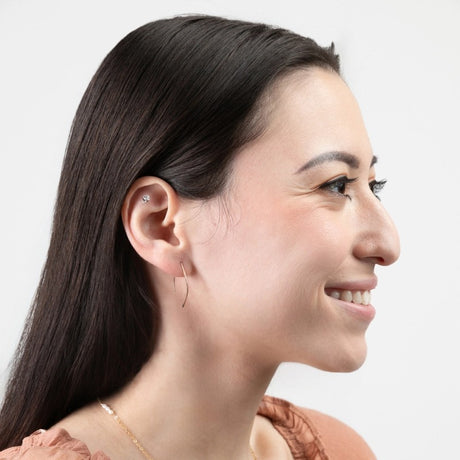 Qasioun Minimalist Mini-Threader Earrings 14K Gold