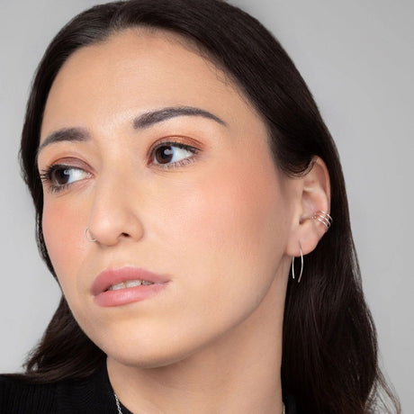 Qasioun Minimalist Mini-Threader Earrings Sterling Silver