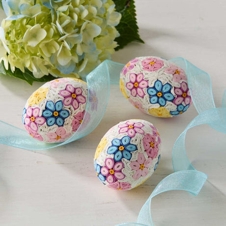 Quilled Floral Eggs Set of 3