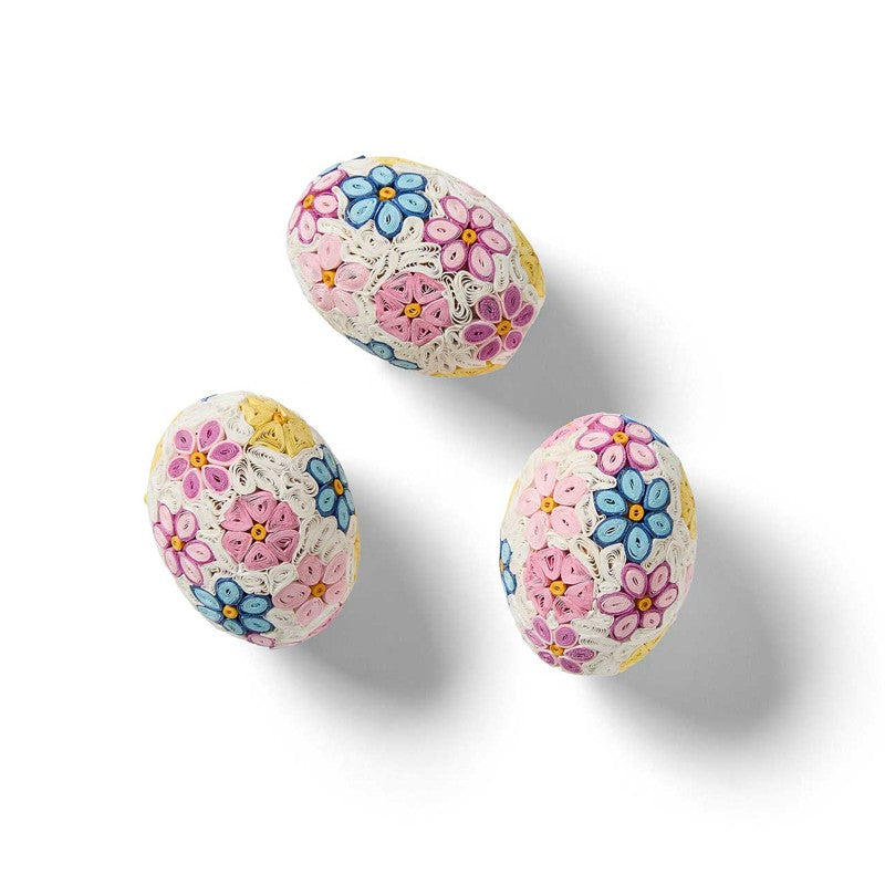 Quilled Floral Eggs Set of 3