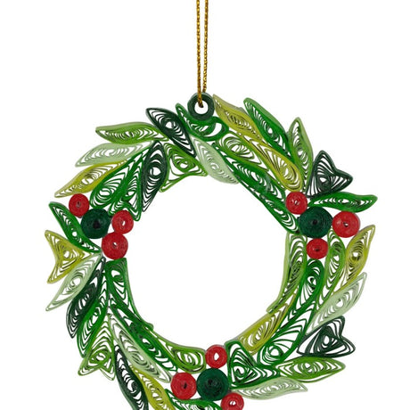 Quilled Wreath w: Berries Ornament