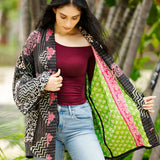 Reversible Cotton Black Kantha Kimono Jacket