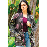 Reversible Cotton Black Kantha Kimono Jacket