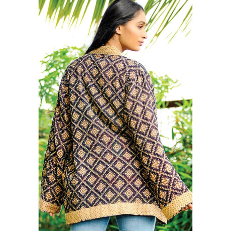 Reversible Kantha Black Quilted Sari Jacket