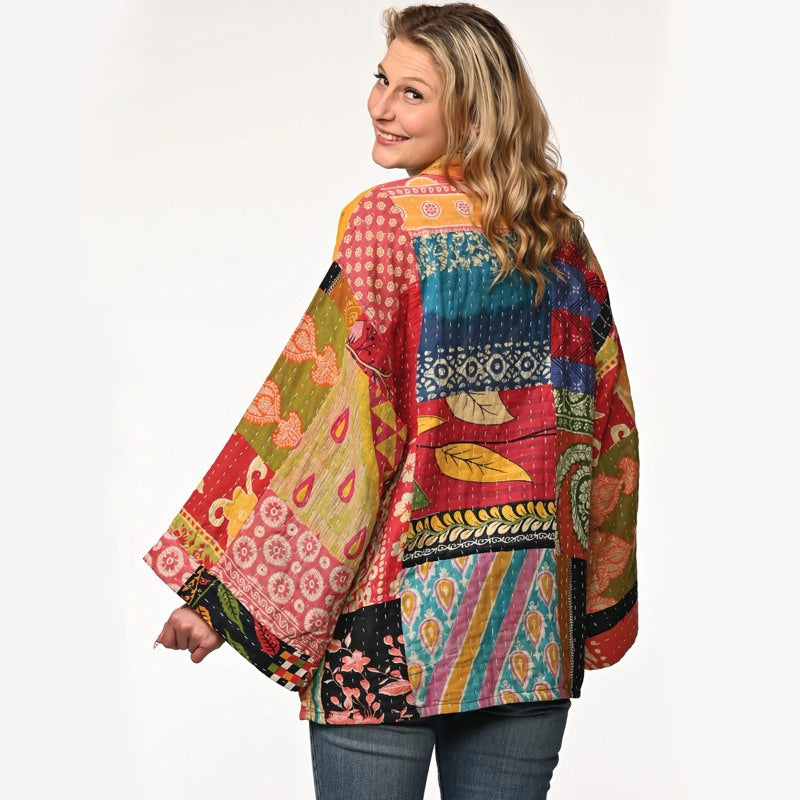 Reversible Cotton Kantha Kimono Jacket 1
