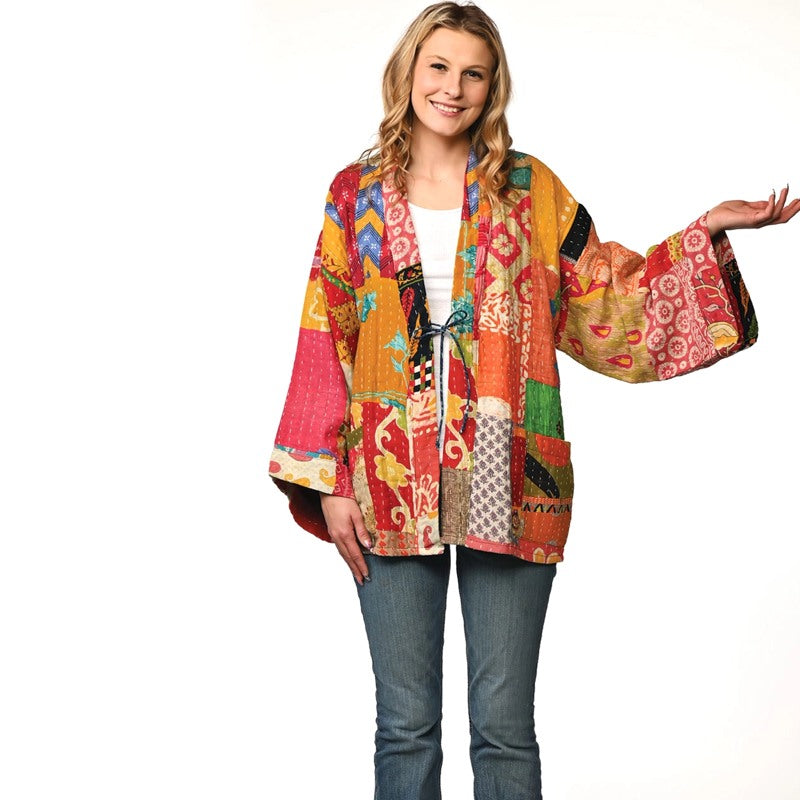 Reversible Cotton Kantha Kimono Jacket 3