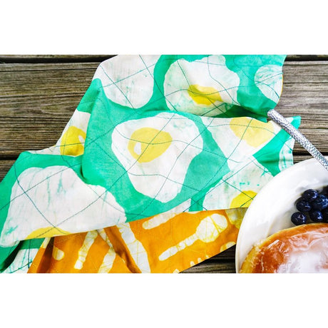 Reversible Cotton Tea Towels Set of 2 - Eggs Gold