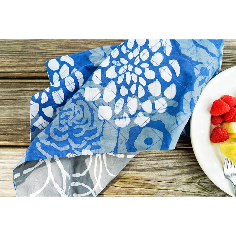 Reversible Cotton Tea Towels Set of 2 - Indigo Blooms