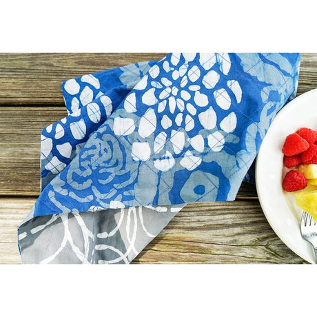 Reversible Cotton Tea Towels Set of 2 - Indigo Blooms