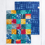 Reversible Cotton Tea Towels Set of 2 - Patchwork