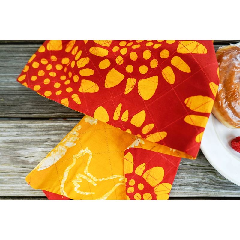 Reversible Cotton Tea Towels Set of 2 - Sunflower Red