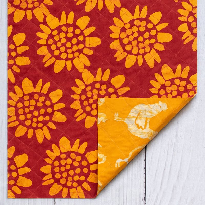 Reversible Cotton Tea Towels Set of 2 - Sunflower Red