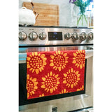 Reversible Cotton Tea Towels Set of 2 - Sunflower Red