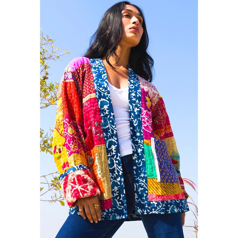Reversible Kantha Quilted Sari Jacket by Sevya | Fair Trade Winds