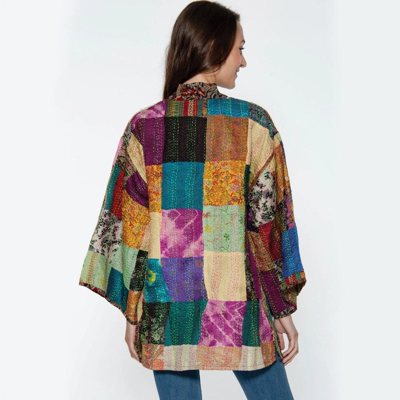 Reversible Kantha Silk Kimono Jacket