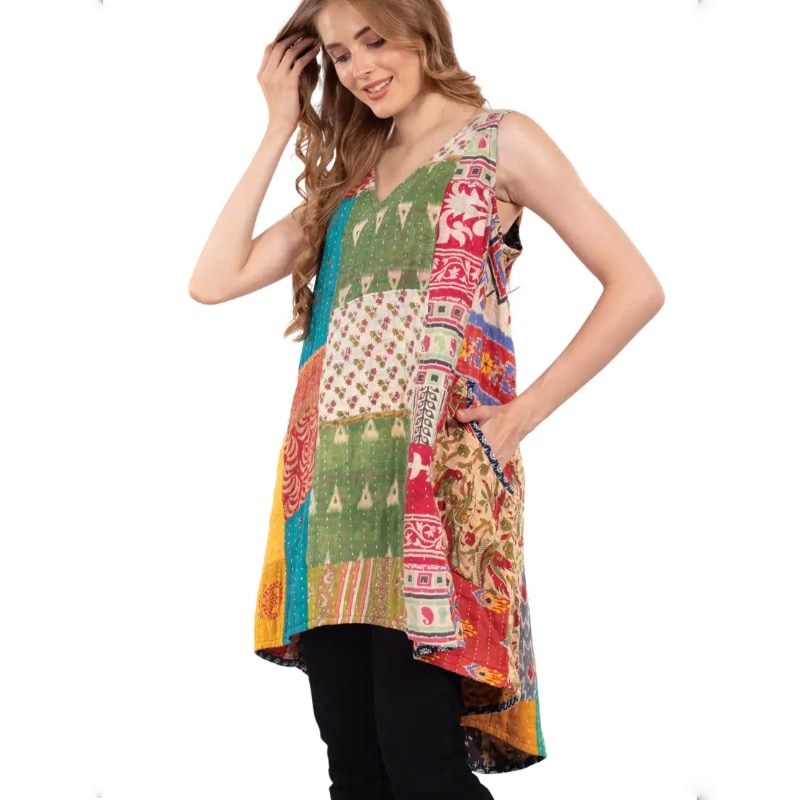 Reversible Kantha Sleeveless Dress 1