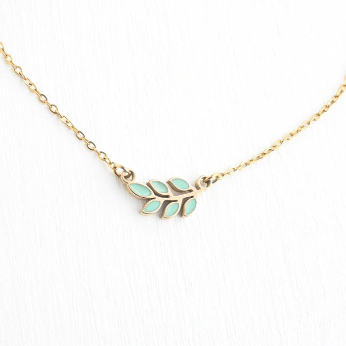 Rowen leaf necklace mint