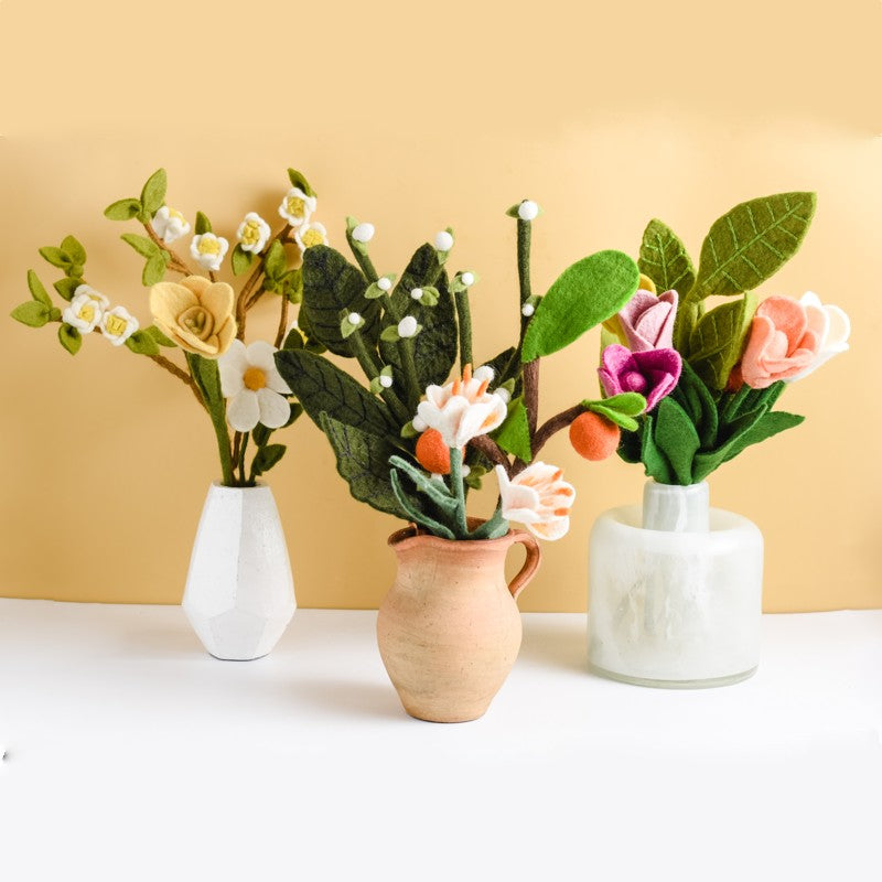 Delicate Apple Blossom Felt Flower Bouquet