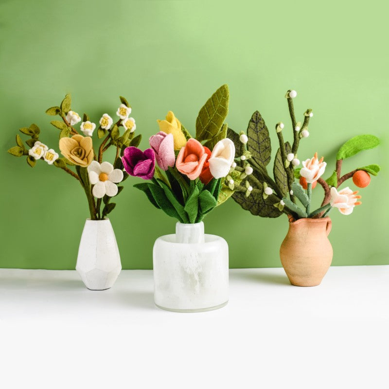 Delicate Apple Blossom Felt Flower Bouquet