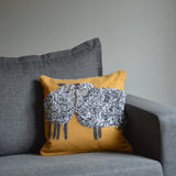 Sheep Duo Mustard Pillow Styled