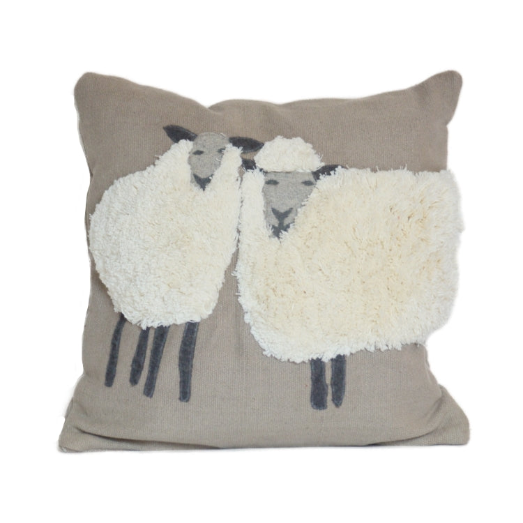 Sheep Duo PIllow Sand White Background