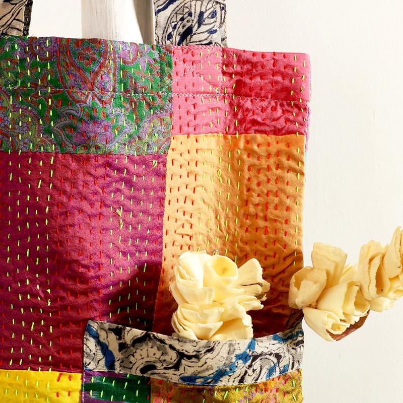 Silk Kantha Tote Bag