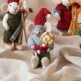 Small Grey Boy Mouse with Christmas Candy