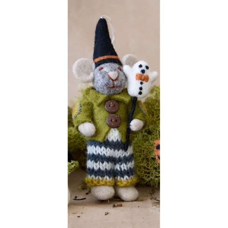 Small Grey Boy Mouse with Halloween Ghost