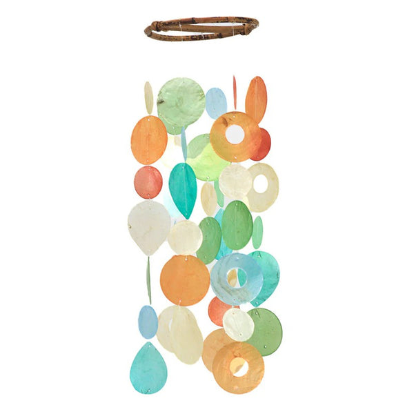 Small Round Capiz Chime - Tropical Flowers