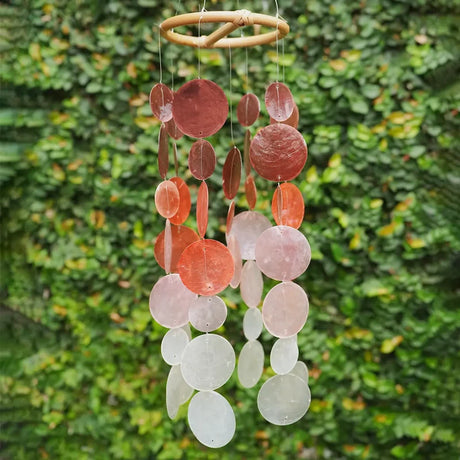 Small Round Capiz Shell Chime - Ombre Claret