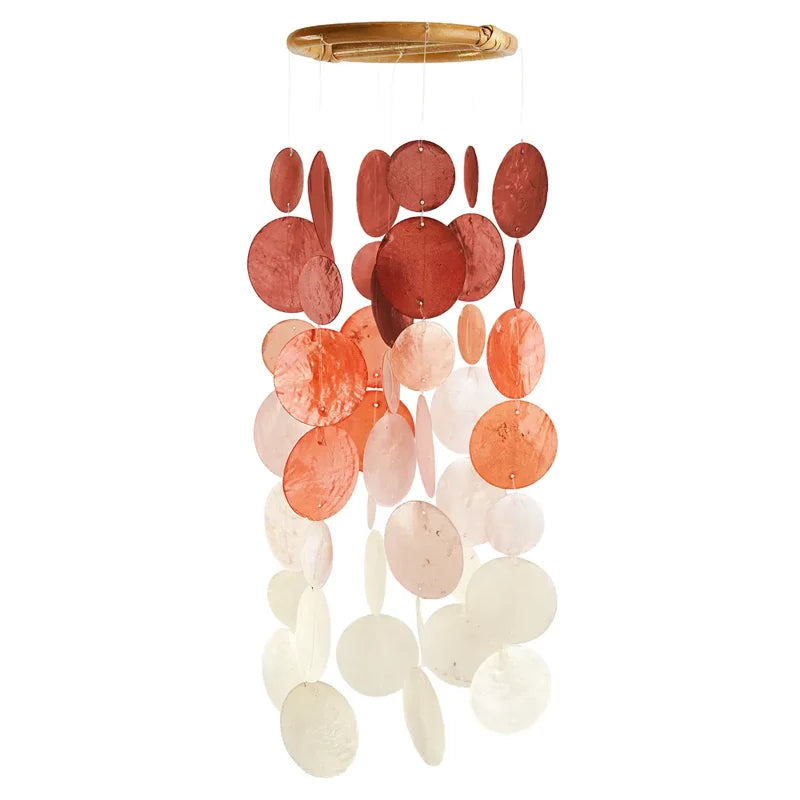 Small Round Capiz Shell Chime - Ombre Claret
