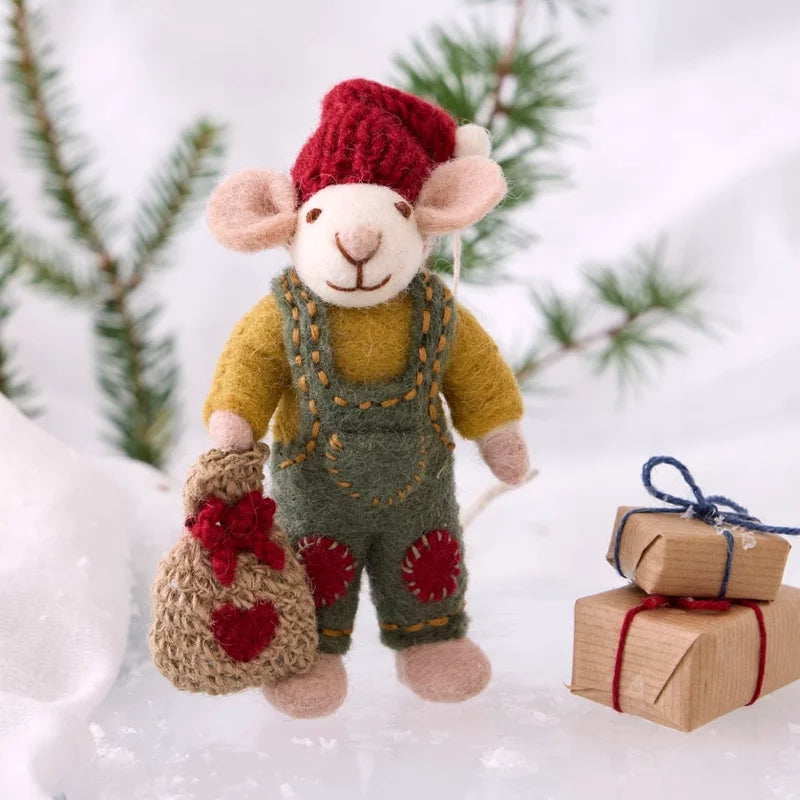 Small White Boy Mouse with Gift Bag