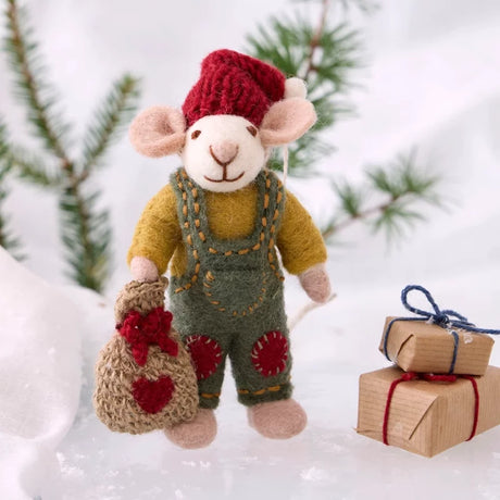 Small White Boy Mouse with Gift Bag