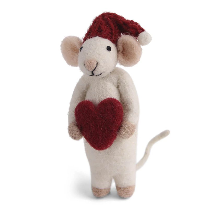 Small White Boy Mouse with Heart