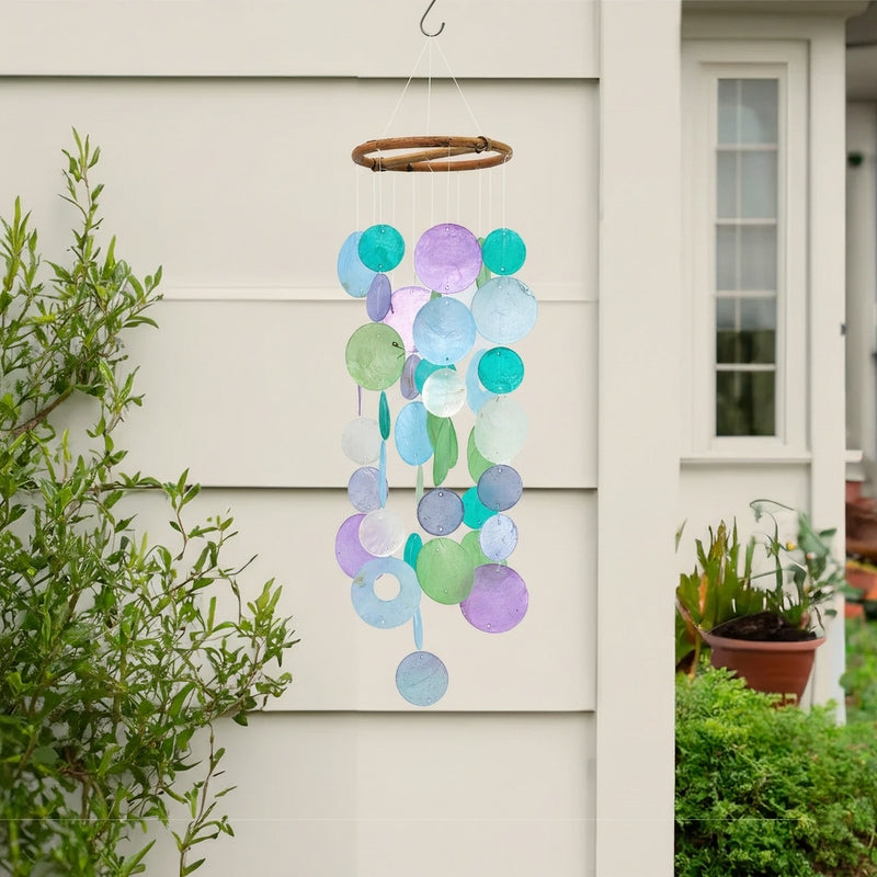 Small Round Capiz Shell Chime - Wisteria