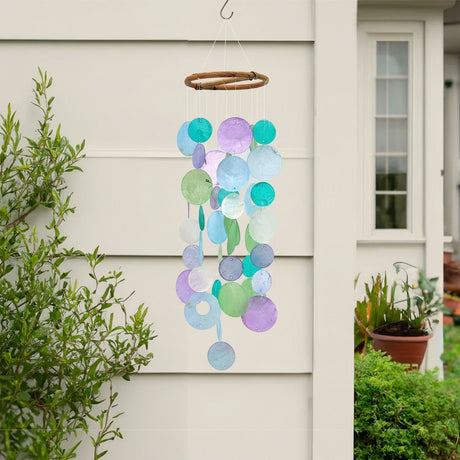 Small Round Capiz Shell Chime - Wisteria