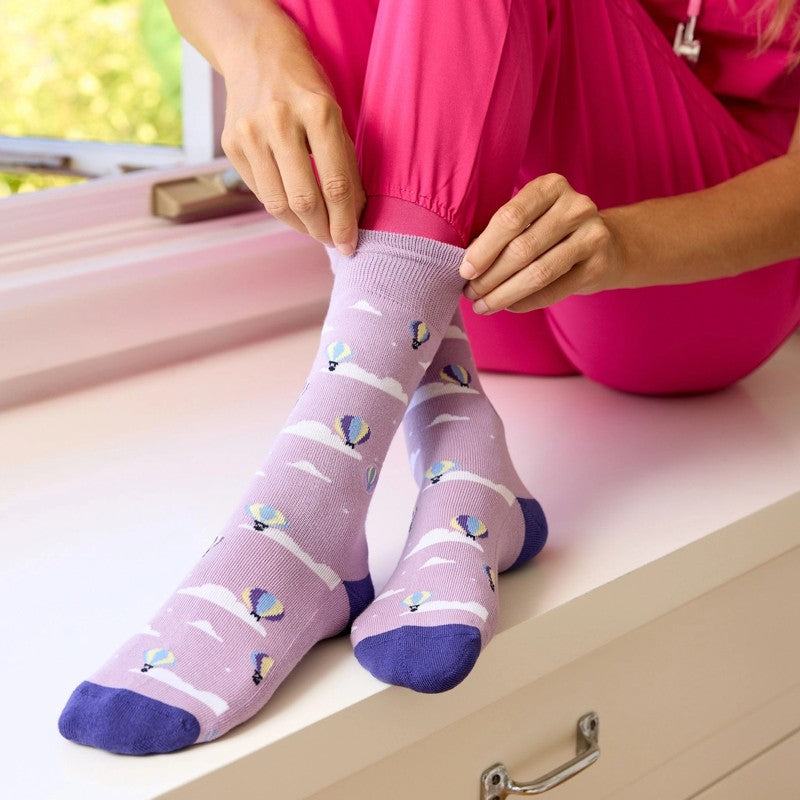 Socks that Fight Childhood Cancer Purple Hot Air Balloons